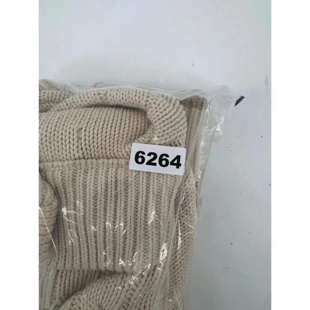 Eddie Bauer‎ Fishermans Sweater Large Mens Cable Knit Mock Neck Button Beige - Picture 15 of 15